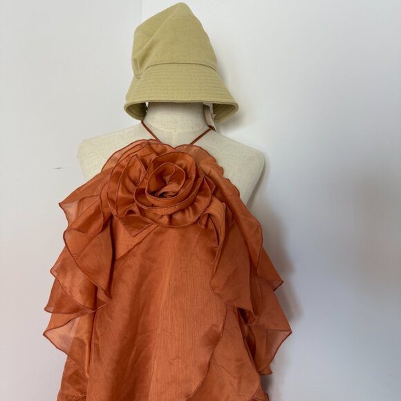 Aje Pandorea Layered Maxi Dress Coral Clay Size AU 8 - Picture 5 of 14